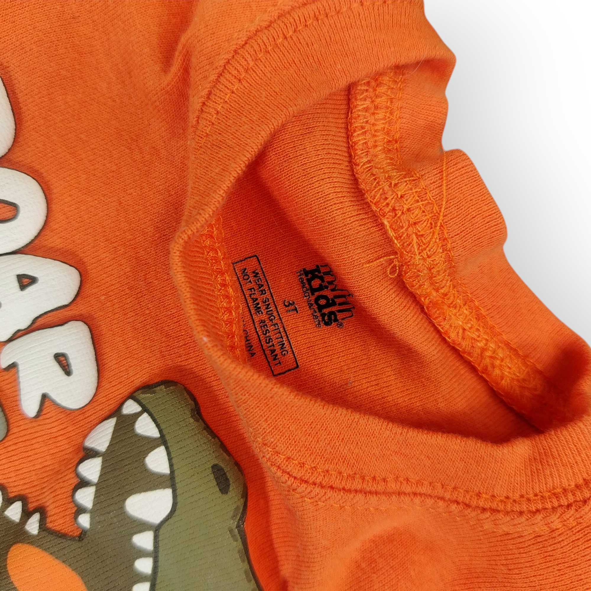 Conjunto Niño Dinosaurio Naranja + Short Camuflado (9–12 meses) [Semi-Nuevo]