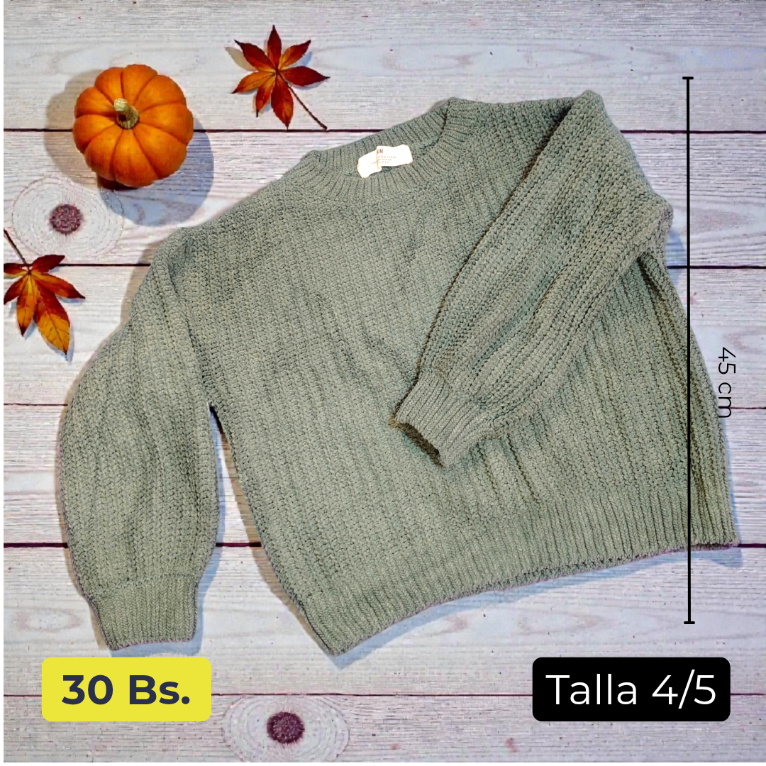 Suéter Tejido Verde Talla 4/5